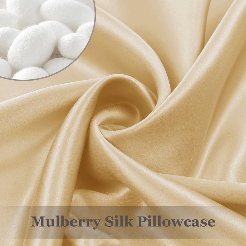 Adubor 100% Silk Pillowcase - Mulberry Silk Pillow Cases, 23 Momme 6A Grade Fibers, Silk Pillow Case for Hair and Skin Health, with Hidden Zipper (Queen 20''x30'', Gold, 1PC) - Image 3